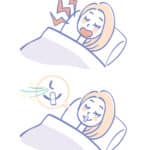 Illustration of a person sleeping with mouth breathing and a person sleeping with nasal breathing