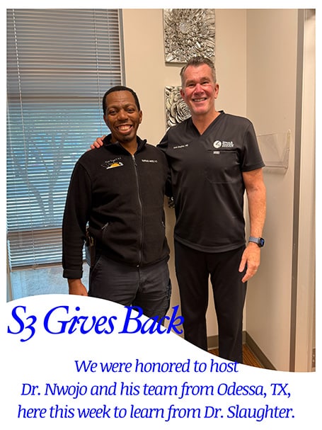 Dr. Slaughter was happy to allow his good friend Dr. Nwojo, from West Texas ENT and Sinus Institute, observe him in the clinic and in office procedures.